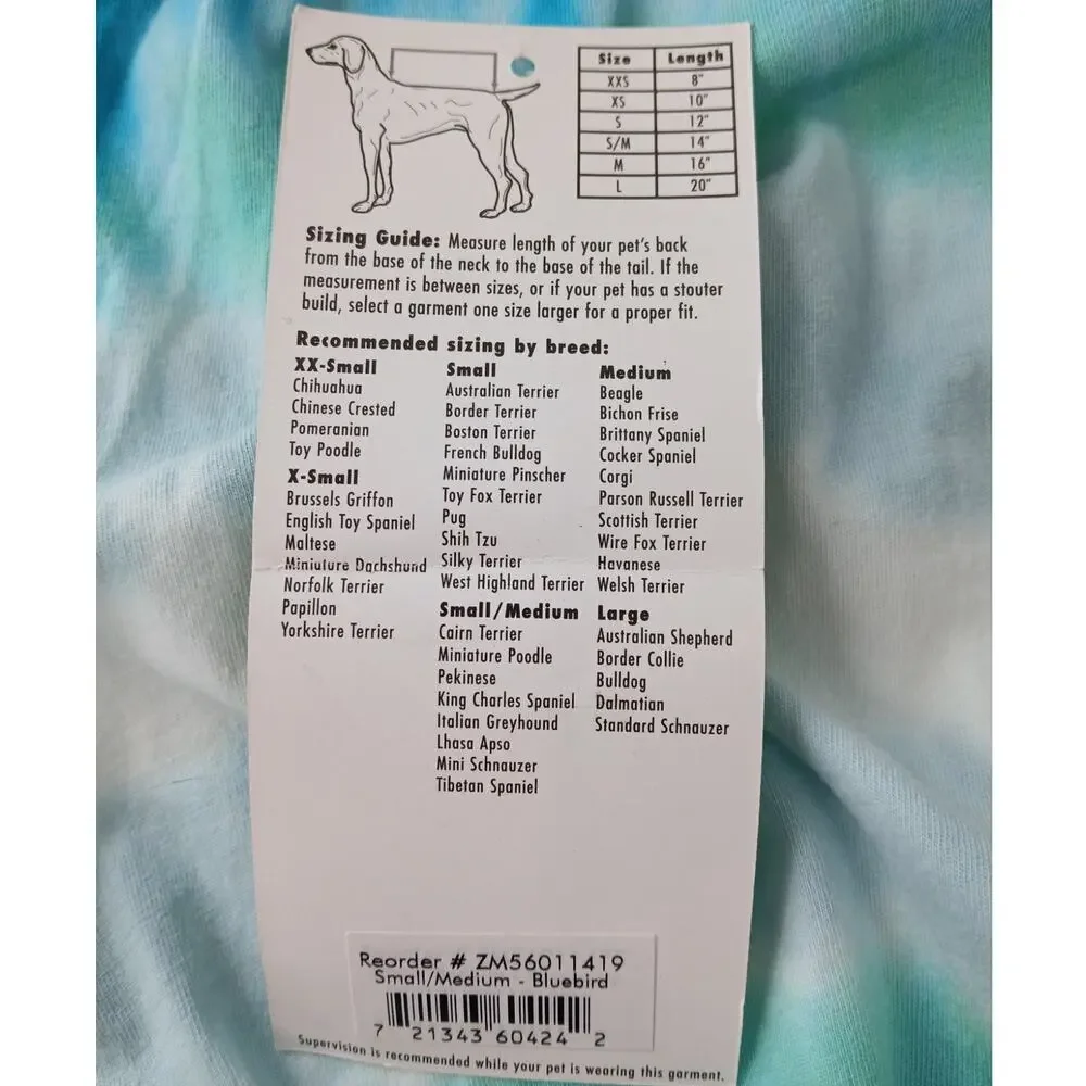 East Side Collection Tie Dye Dog Pet Dress Cotton Blue Size Medium